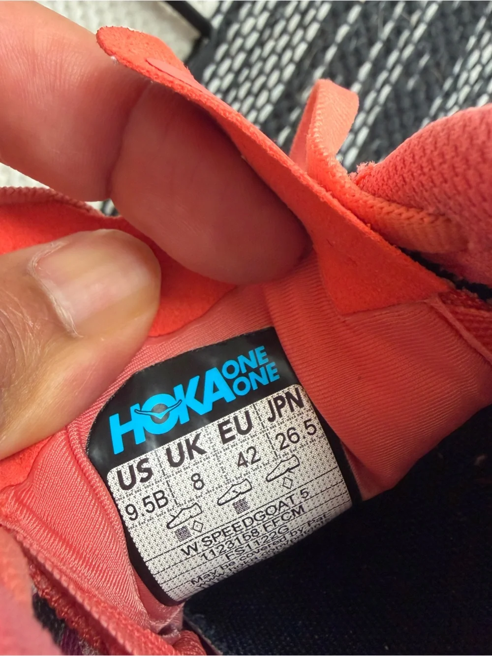 Hoka One One Women's Coral Pink and Blue Speedgoat Athletic Runnig Shoes Sz 9.5B